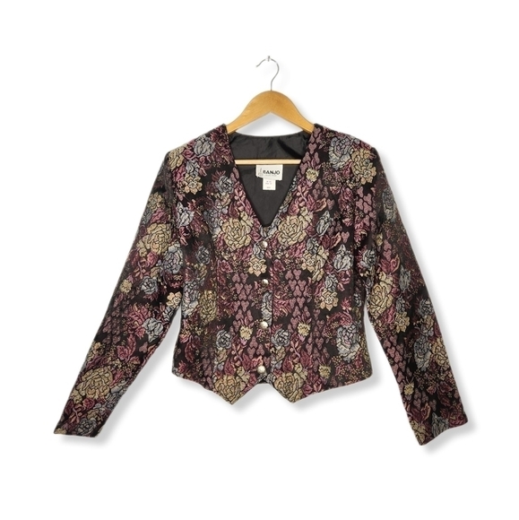 Vintage 80s Western Tapestry Floral Button Jacket Size Large - Picture 1 of 11